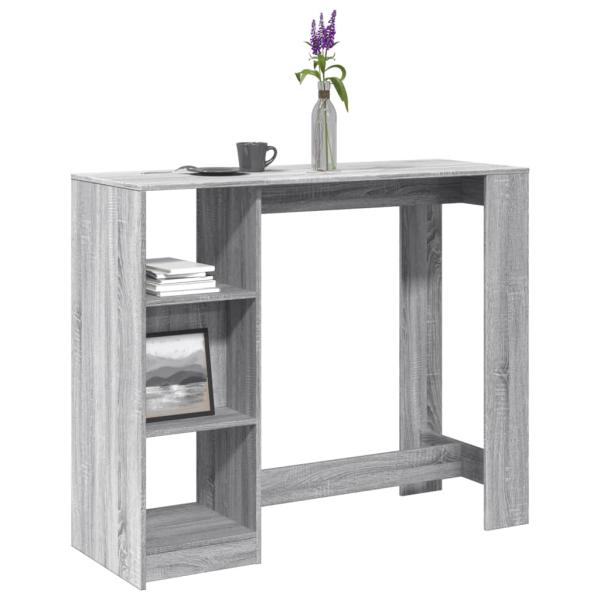 ARDEBO.de - Bartisch mit Regal Grau Sonoma 124x46x103,5 cm Holzwerkstoff
