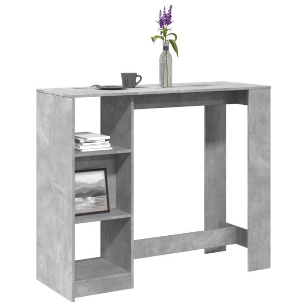 ARDEBO.de - Bartisch mit Regal Betongrau 124x46x103,5 cm Holzwerkstoff