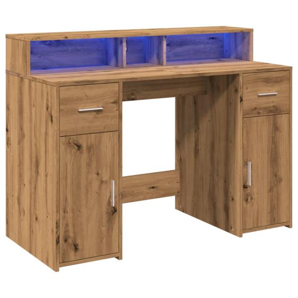 LED-Schreibtisch Artisan-Eiche 120x55x91 cm Holzwerkstoff