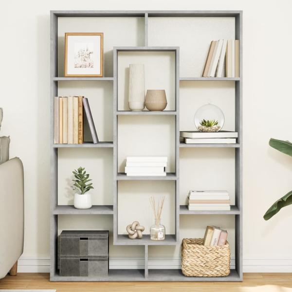 ARDEBO.de - Bücherregal Betongrau 102x29x143 cm Holzwerkstoff