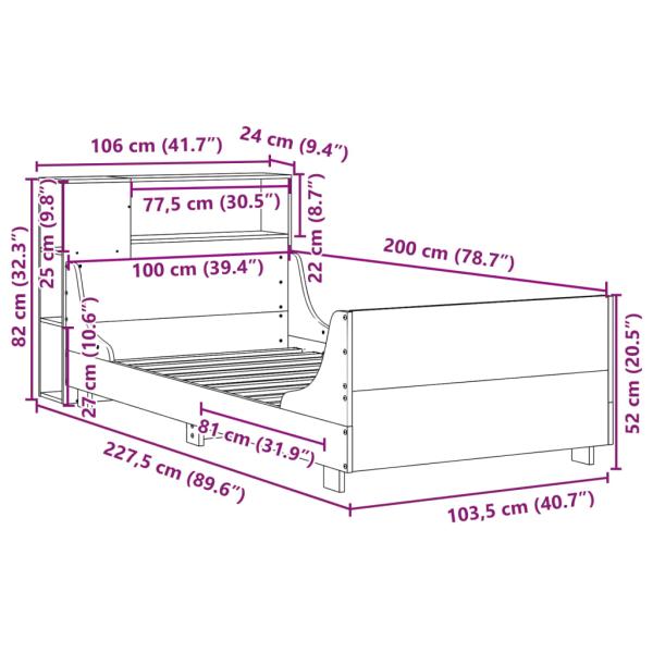Massivholzbett ohne Matratze 100x200 cm Kiefernholz