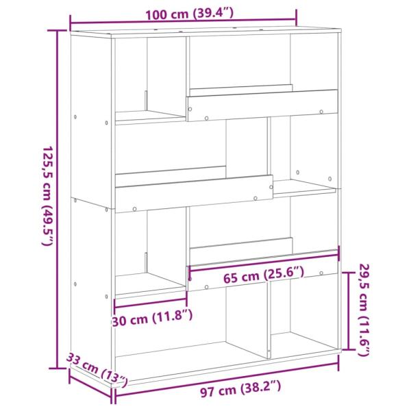 Raumteiler Schwarz 100x33x125,5 cm Holzwerkstoff