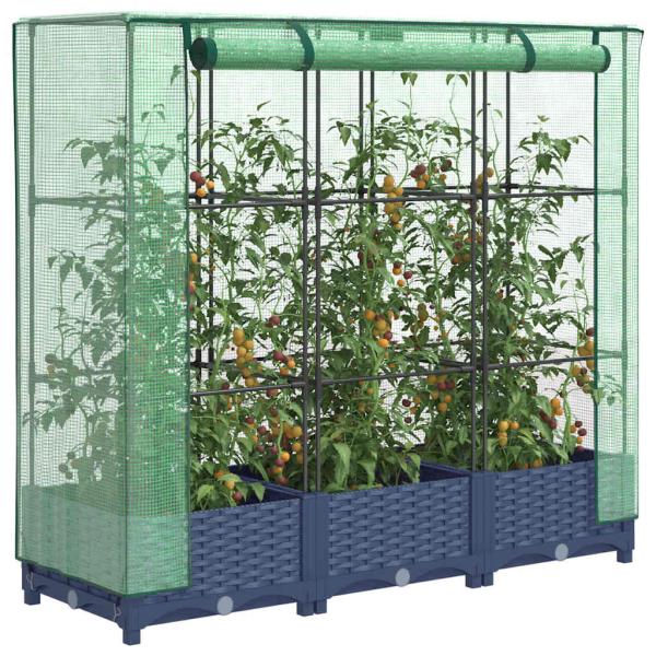 ARDEBO.de - Hochbeet mit Gewächshaus-Aufsatz Rattan-Optik 120x40x123 cm