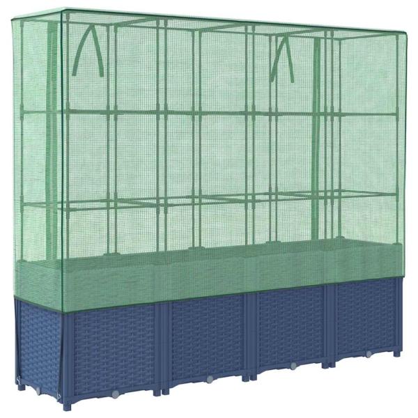 Hochbeet mit Gewächshaus-Aufsatz Rattan-Optik 160x40x153 cm