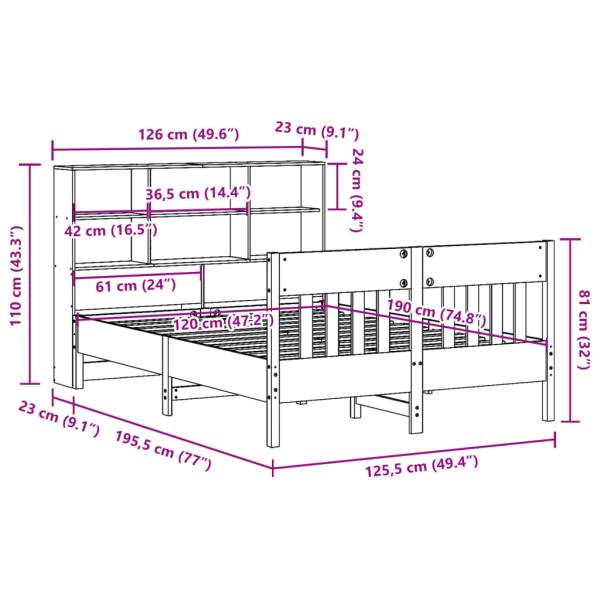 Massivholzbett ohne Matratze 120x190 cm Kiefernholz