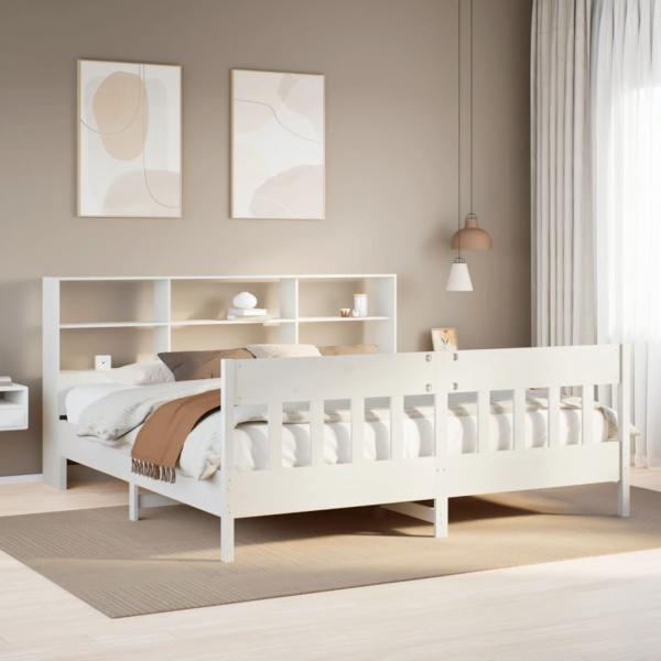 ARDEBO.de - Massivholzbett ohne Matratze Weiß 180x200 cm Kiefernholz