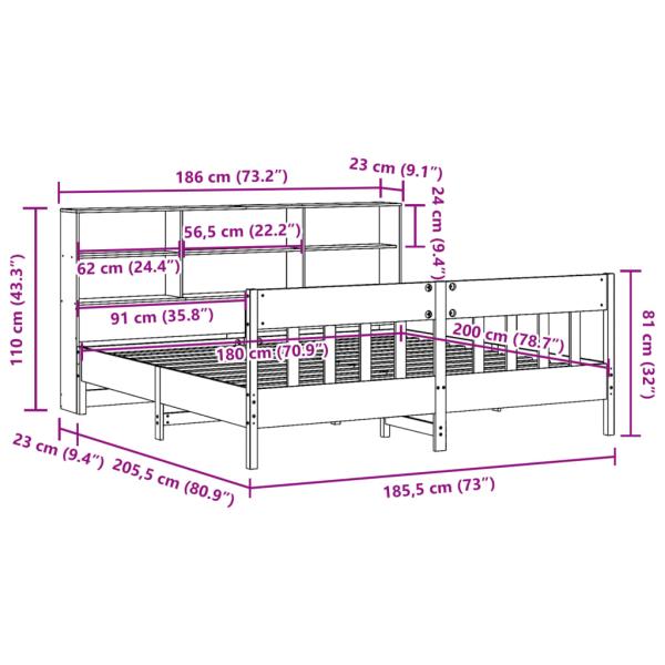 Massivholzbett ohne Matratze Weiß 180x200 cm Kiefernholz