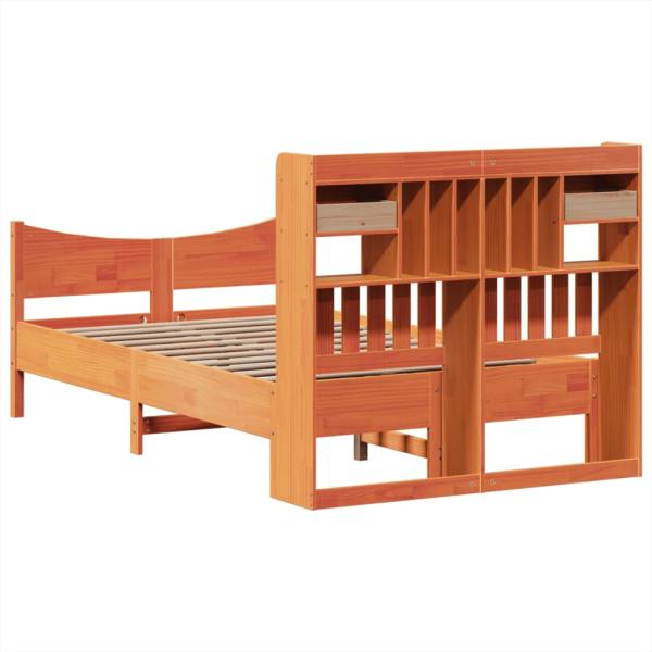 Massivholzbett ohne Matratze Wachsbraun 135x190 cm Kiefernholz