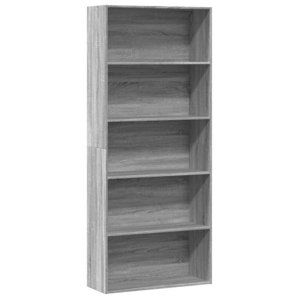 ARDEBO.de - Bücherregal Grau Sonoma 80x30x189 cm Holzwerkstoff