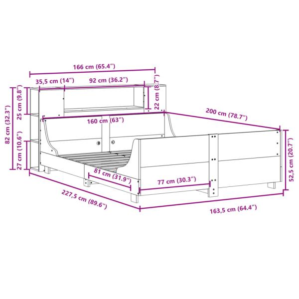 Massivholzbett ohne Matratze 160x200 cm Kiefernholz
