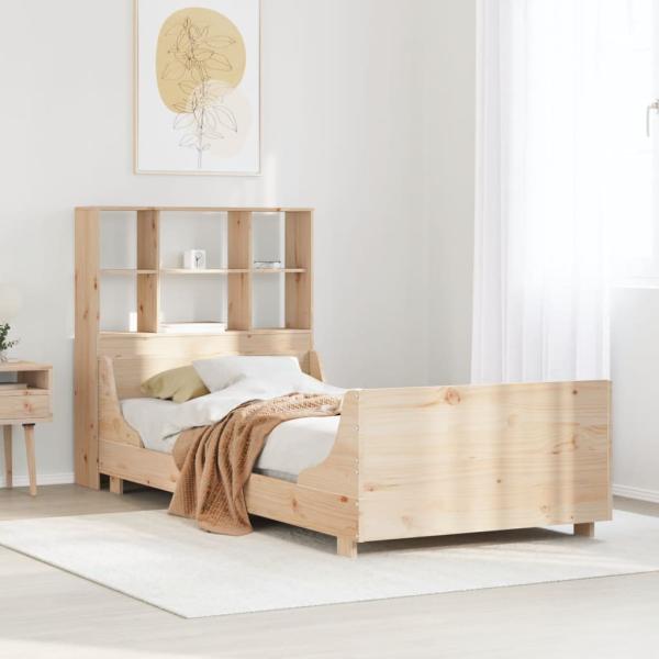 ARDEBO.de - Massivholzbett mit Regal ohne Matratze 100x200 cm