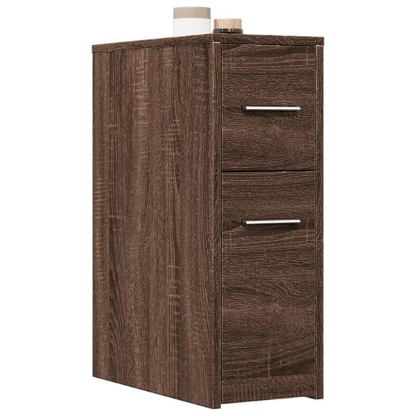 ARDEBO.de - Badschrank Schmal mit Rollen Eichen-Optik Holzwerkstoff