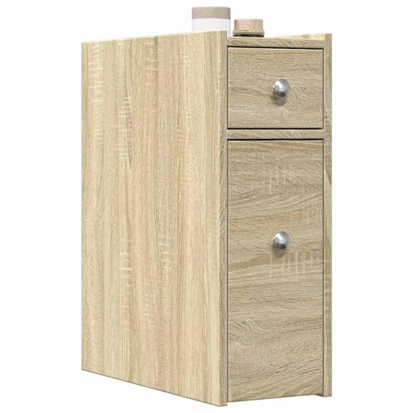 ARDEBO.de - Badschrank Schmal mit Rollen Sonoma-Eiche Holzwerkstoff