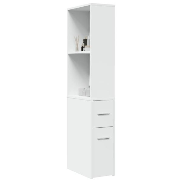 ARDEBO.de - Badschrank Schmal mit Rollen Weiß Holzwerkstoff