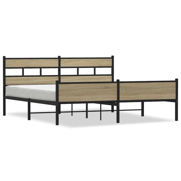 Metallbett ohne Matratze Sonoma-Eiche 183x213 cm