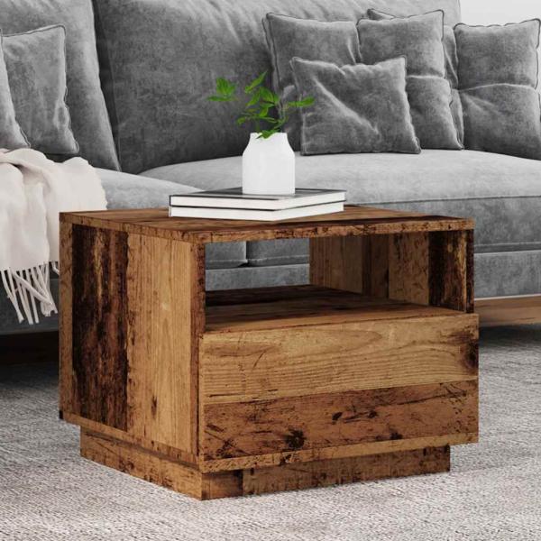 ARDEBO.de - Couchtisch mit LED-Leuchten Altholz-Optik 50x49x40 cm