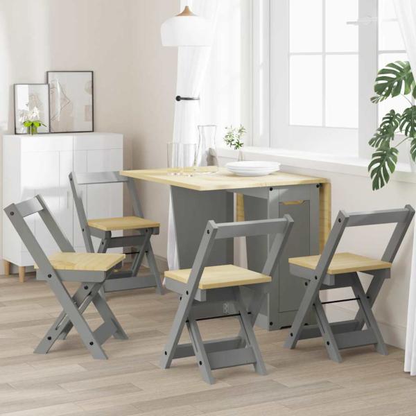 ARDEBO.de - Esszimmerstühle Klappbar 4 Stk. Corona Grau Massivholz Kiefer