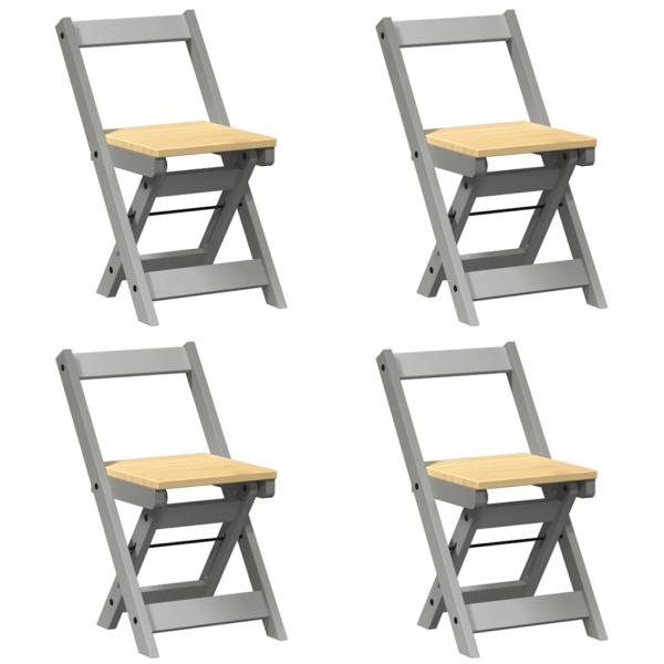 Esszimmerstühle Klappbar 4 Stk. Corona Grau Massivholz Kiefer