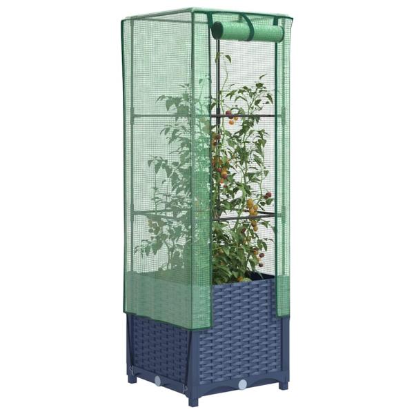 ARDEBO.de - Hochbeet mit Gewächshaus-Aufsatz Rattan-Optik 40x40x139 cm