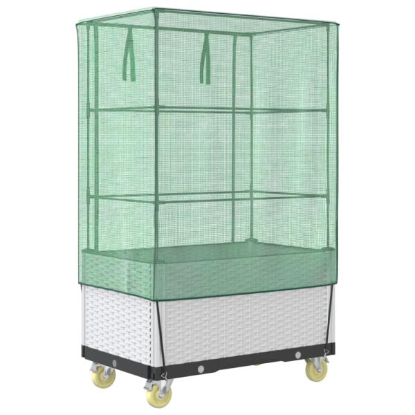 ARDEBO.de - Hochbeet mit Aufsatz und Rollen Rattan-Optik 80x50x182 cm
