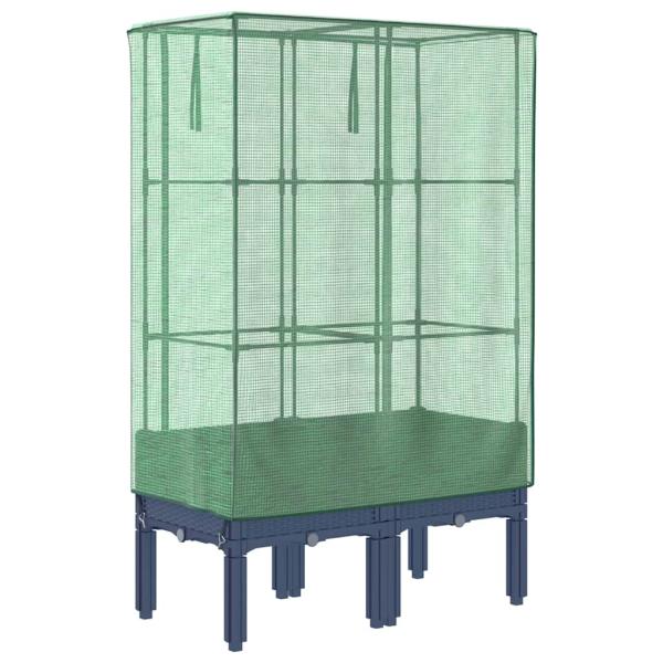 Hochbeet mit Gewächshaus-Aufsatz Rattan-Optik 80x40x140 cm