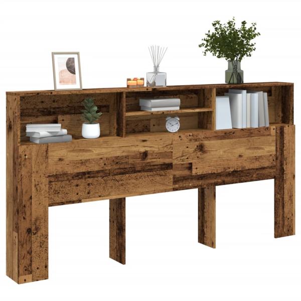 ARDEBO.de - Bett-Kopfteil mit Ablagen Altholz-Optik 200x19x103,5 cm