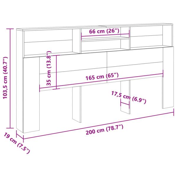 Bett-Kopfteil mit Ablagen Altholz-Optik 200x19x103,5 cm