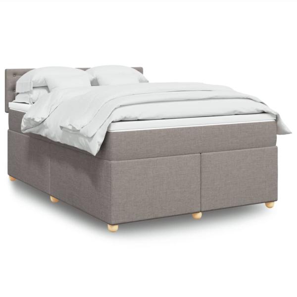 ARDEBO.de - Boxspringbett mit Matratze Taupe 140x190 cm Stoff