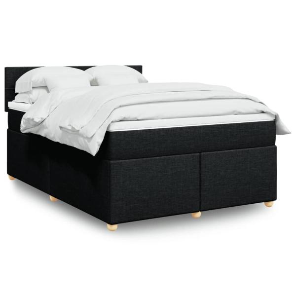ARDEBO.de - Boxspringbett mit Matratze Schwarz 160x200 cm Stoff