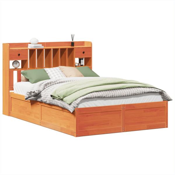 Massivholzbett ohne Matratze Wachsbraun 140x190 cm Kiefernholz