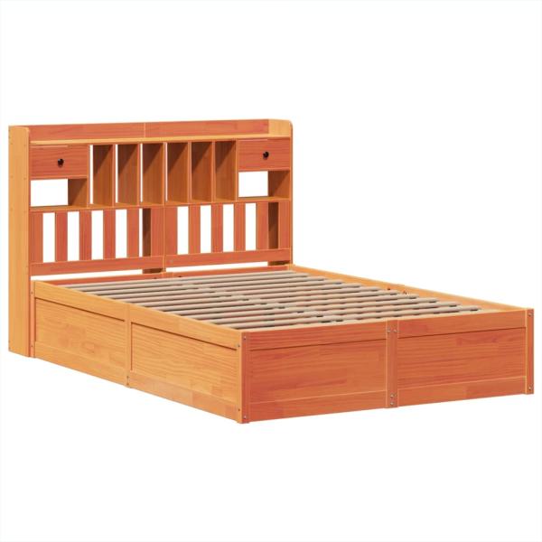Massivholzbett ohne Matratze Wachsbraun 140x190 cm Kiefernholz