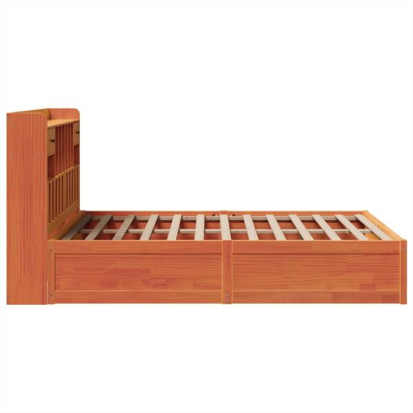 Massivholzbett ohne Matratze Wachsbraun 140x190 cm Kiefernholz