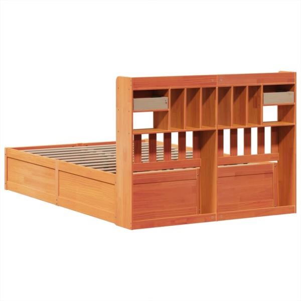 Massivholzbett ohne Matratze Wachsbraun 140x190 cm Kiefernholz