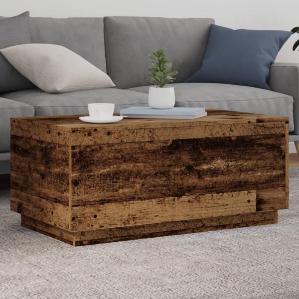 ARDEBO.de - Couchtisch mit LED-Leuchten Altholz-Optik 90x50x40 cm