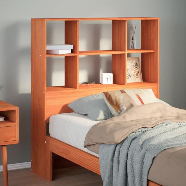 ARDEBO.de - Kopfteil mit Stauraum Wachsbraun 90 cm Massivholz Kiefer