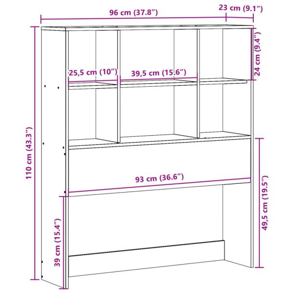 Kopfteil mit Stauraum Wachsbraun 90 cm Massivholz Kiefer