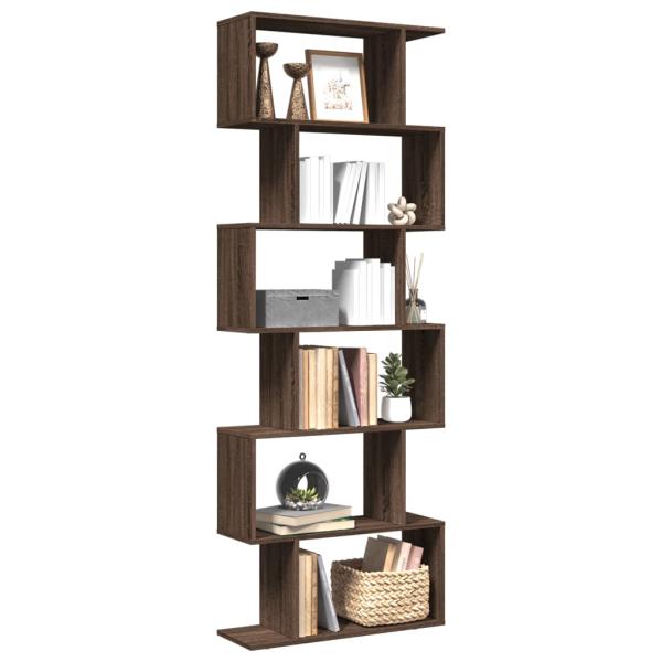 ARDEBO.de - Raumteiler-Bücherregal 6 Etagen Braun Eichen-Optik 70x24x193 cm