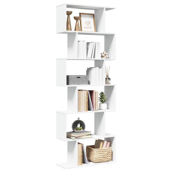 ARDEBO.de - Raumteiler-Bücherregal 6 Etagen Weiß 70x24x193 cm Holzwerkstoff