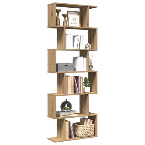 ARDEBO.de - Raumteiler-Bücherregal 6 Etagen Artisan-Eiche 70x24x193 cm