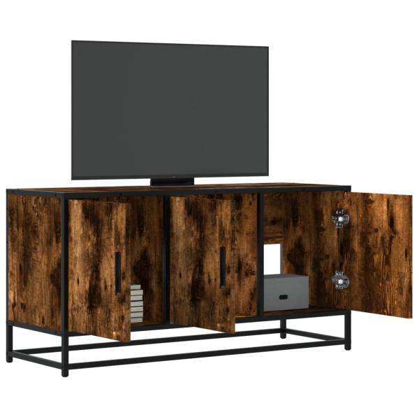 ARDEBO.de - TV-Schrank Räuchereiche 100x35x50 cm Holzwerkstoff und Metall