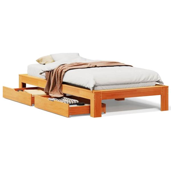 ARDEBO.de - Massivholzbett ohne Matratze Wachsbraun 75x190 cm Kiefernholz