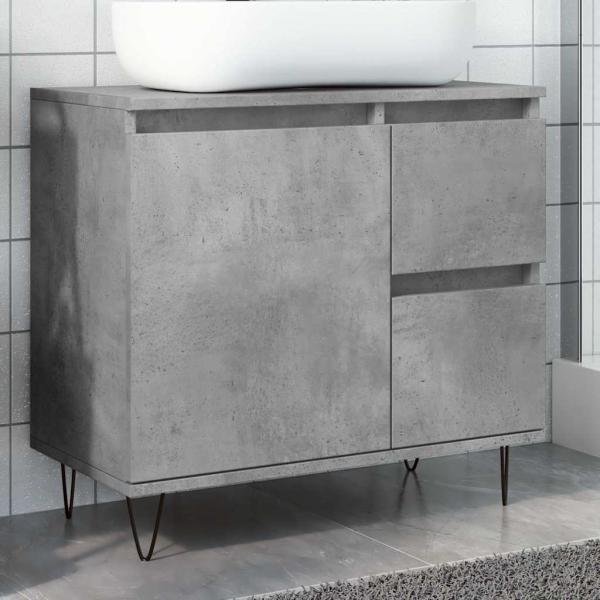 ARDEBO.de - Waschbeckenunterschrank Betongrau 65x33x60 cm Holzwerkstoff