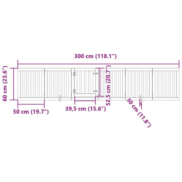 6-tlg. Hundetor mit Tür Faltbar 300 cm Pappelholz