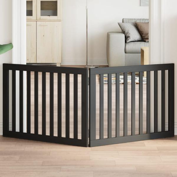 ARDEBO.de - 2-tlg. Hundetor Faltbar Schwarz 160 cm Pappelholz