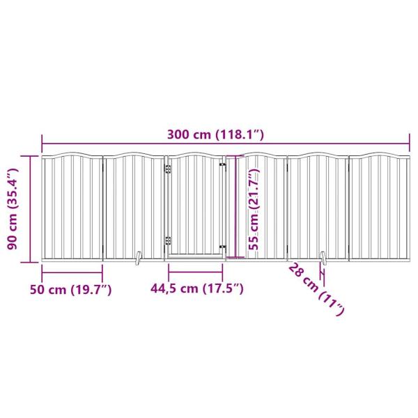 6-tlg. Hundetor mit Tür Faltbar Schwarz 300 cm Pappelholz