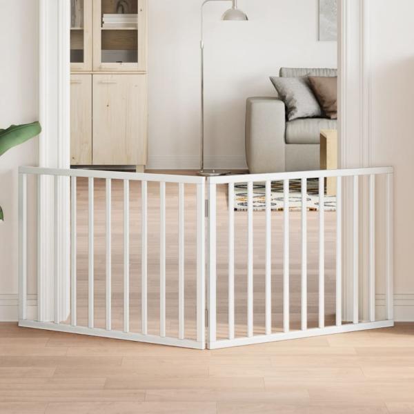 ARDEBO.de - 2-tlg. Hundetor Faltbar Weiß 160 cm Pappelholz