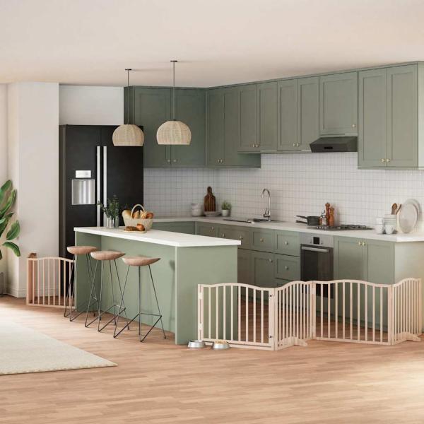 ARDEBO.de - 6-tlg. Hundetor mit Tür Faltbar 480 cm Pappelholz