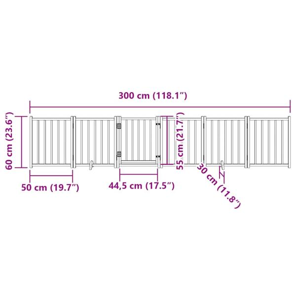 6-tlg. Hundetor mit Tür Faltbar Weiß 300 cm Massivholz Tanne