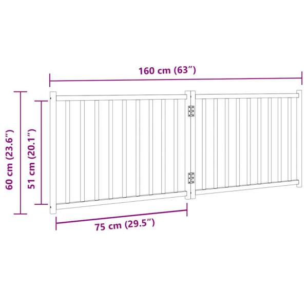 2-tlg. Hundetor Faltbar Weiß 160 cm Massivholz Tanne