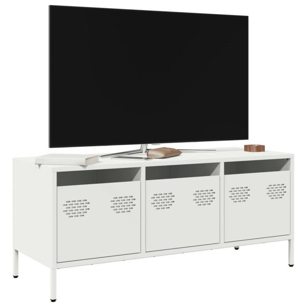 ARDEBO.de - TV-Schrank Weiß 101,5x39x43,5 cm Kaltgewalzter Stahl